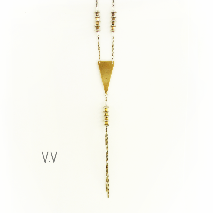 ALLURE || Brass Triangle Bolo Necklace